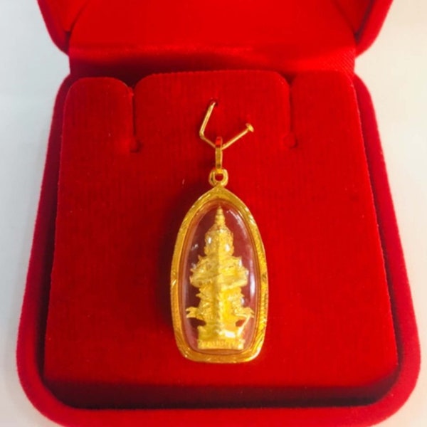 Thai Vintage 18K Solid Yellow Gold Case Thao Wessuwan Thai Amulet ,Tao Wessuwan Amulet Effect,Protection Amulet Pendant Necklace,Beautiful