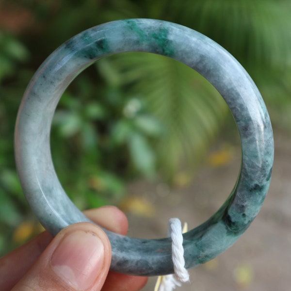 56mm Natural Grade A Jade jadeite Light Green Bangle Burmese Genuine Myanmar Blue Ocean Gemstone Energy Health Jewelry Gift Christmas Gift