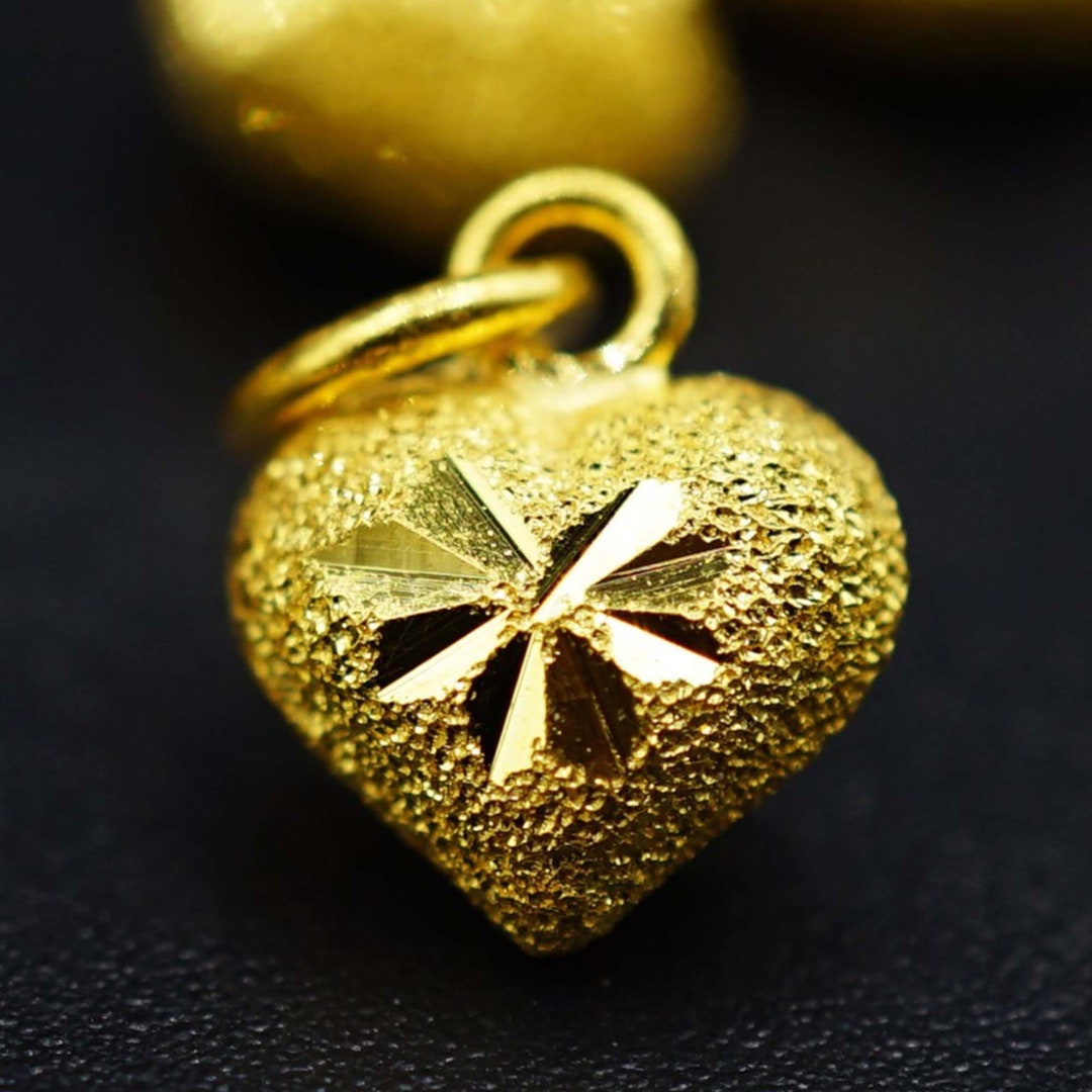 Gold Heart Pendant Solid 24k Gold Heart Pendant for Women Etsy