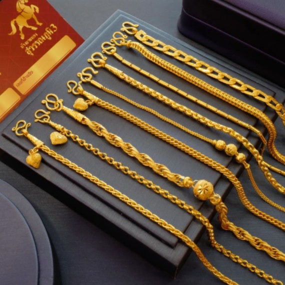 24k Pure Gold Men's Bracelet | Pure Gold Chain Bracelet | Pure Gold Bracelet  Men - Gold - Aliexpress