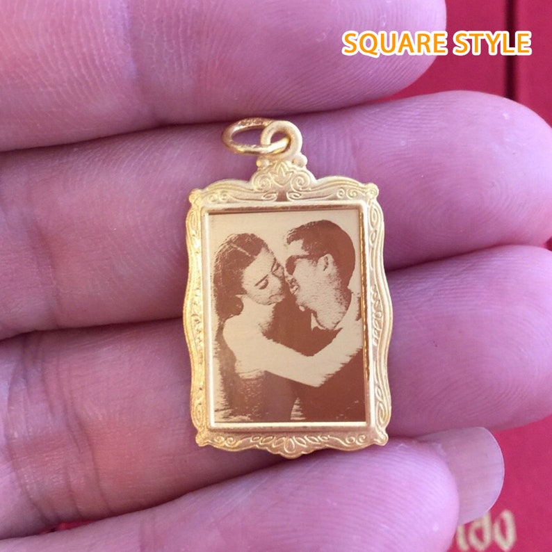 Personalized Real 23k Gold Pendant Photo Engravedcustom Laser Etsy