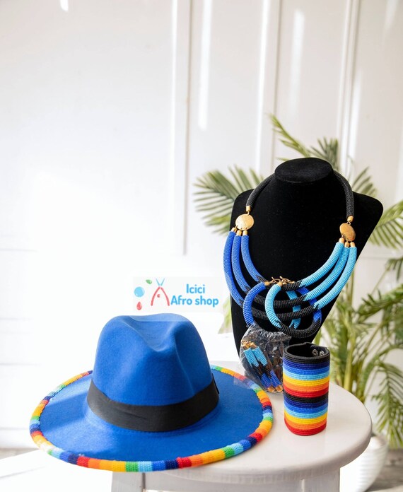 Jewelry Set Hand Beaded Fedora Hats 