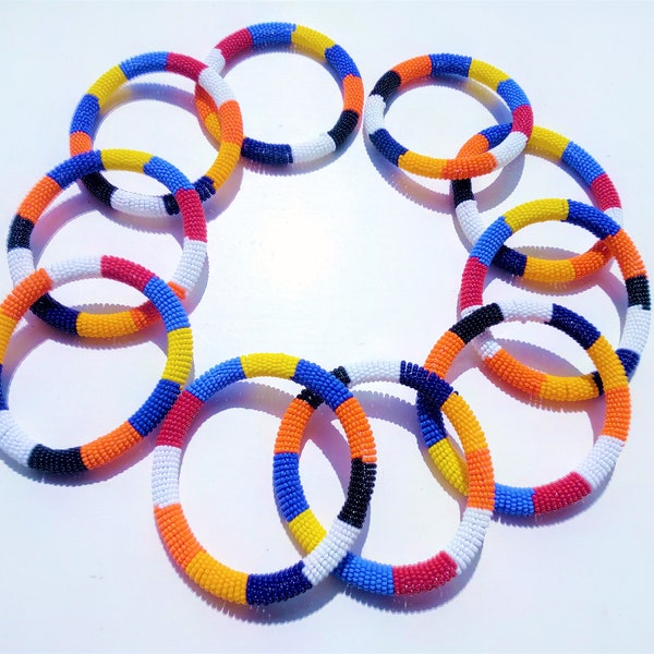 10 maasai bracelets | Wholesale |Beaded Jewelry |Maasai cuff|Maasai Bracelet |Masaigift |Maasai Wholesale|Coloured bracelet|Masai