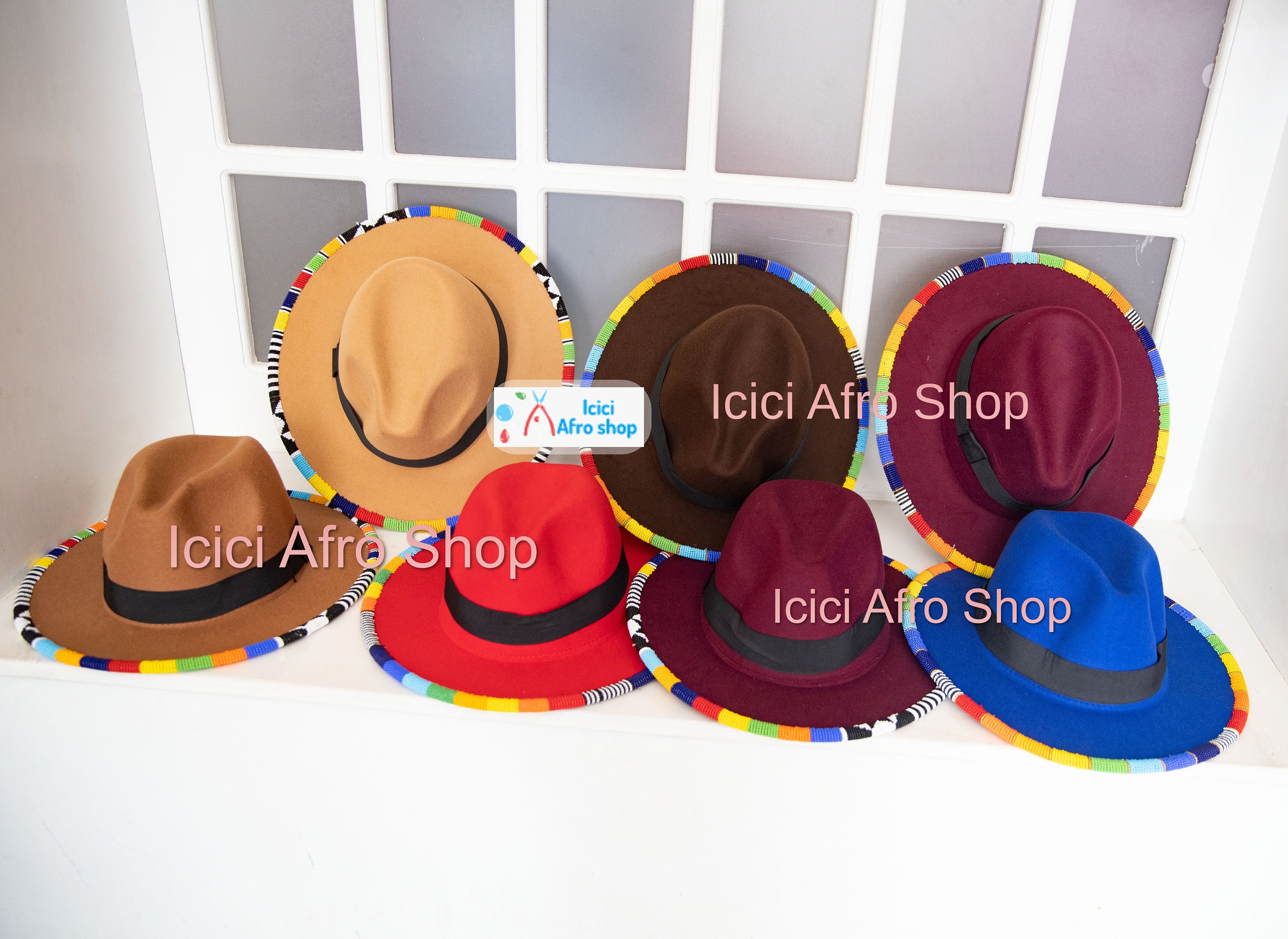 Beaded BRIM Fedora Hats Mixed Colors 