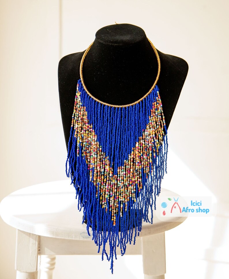 African Necklace Waterfall Necklace Multi Color Zulu Necklace Wholesale Jewelry Maasai Handmade Beaded Necklace