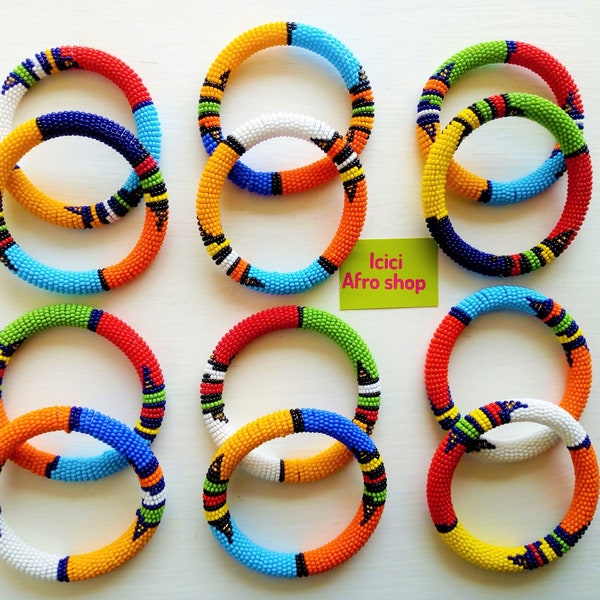 12 bracelets | | de gros Bijoux perlés | Bracelet perlé | Manchette masaï| Bracelet Massaï | Masaigift | Maasai en gros| Bracelet coloré| Massaï