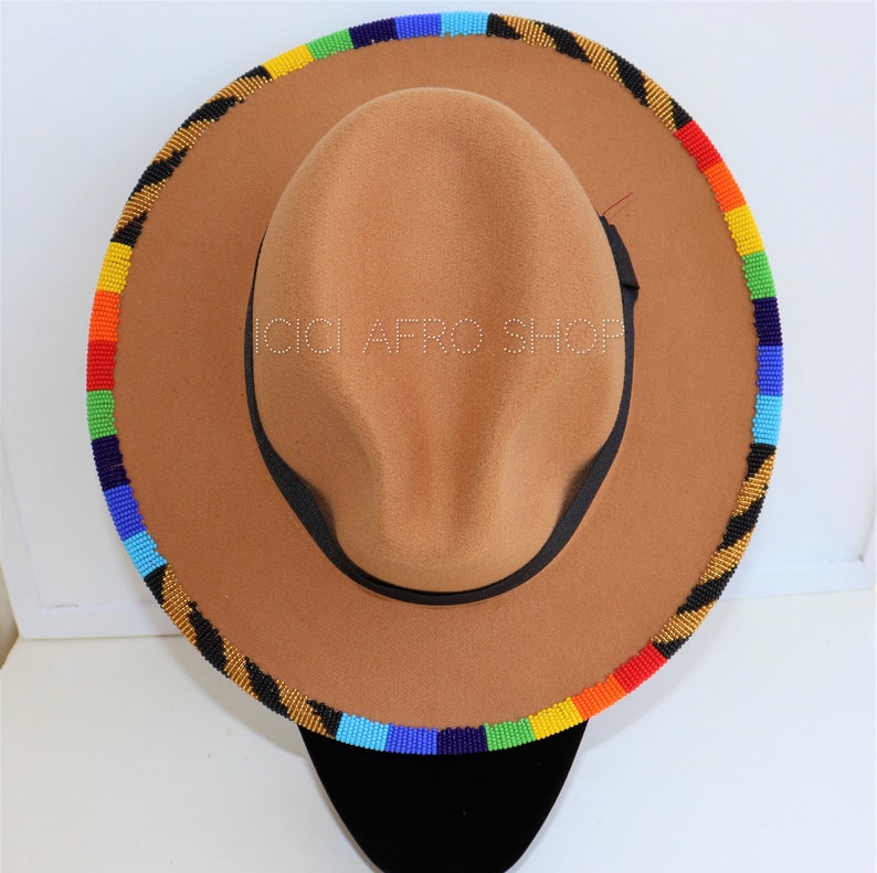 Beige/Tan RIM Beaded Fedora hat Fedora fashion Summer hats Etsy