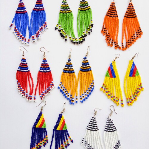 25 Pairs Wholesale Earrings Maasai Earrings Beaded Etsy