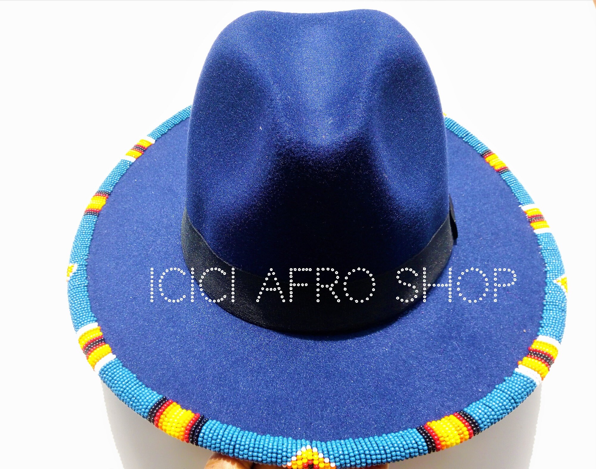 NAVY BLUE FEDORA beaded fedora hat Fedora fashion Summer Etsy