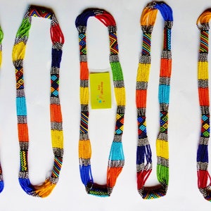 5 Wholesale Zulu Necklaces | Beaded Jewelry |Handmade|Beaded Necklace|Multi Color |Zulu Necklace|Maasai Necklace |Adjustable|Zulu Necklace