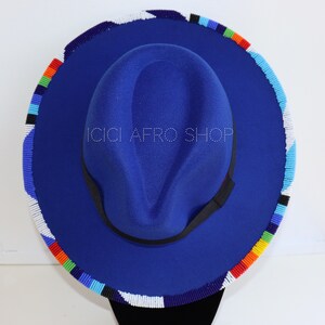 Royal Blue RIM Beaded Fedora hat |Fedora fashion| Summer hats| Colorful Fedoras| Beaded hats| Gifts for women