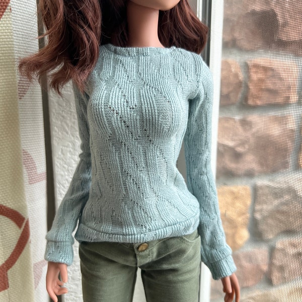 Textured powder blue sweater for smartdoll/SD/Bjd