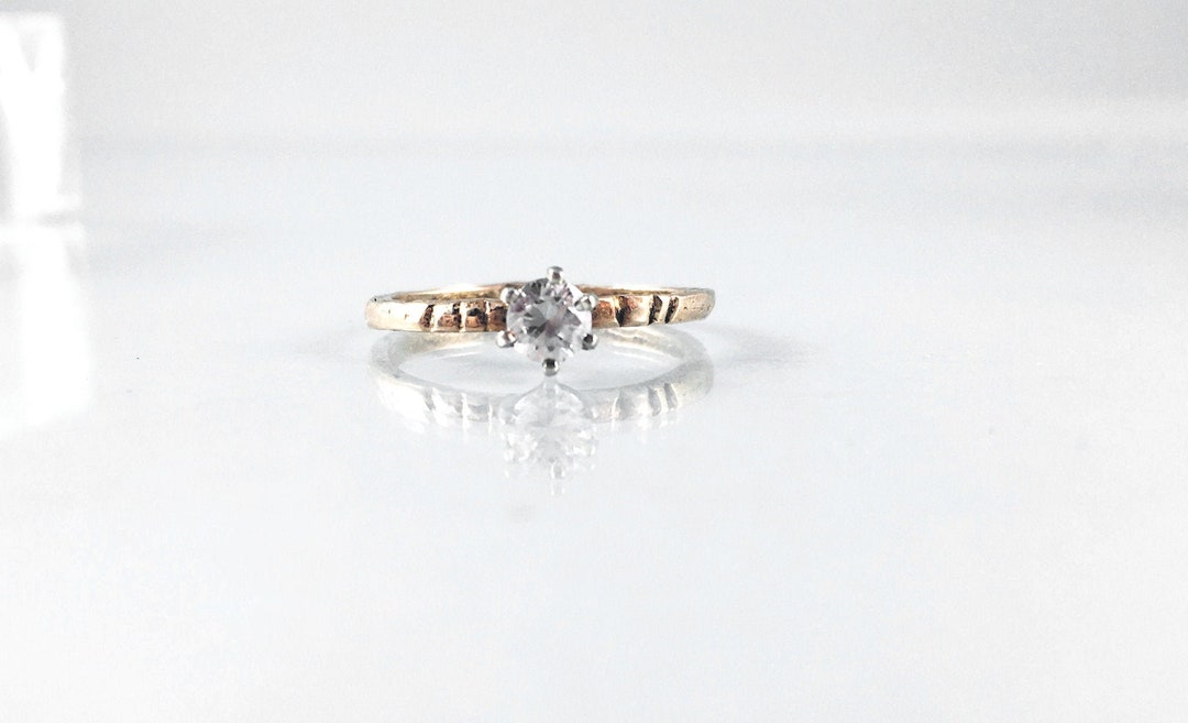 14k Gold Solitaire Ring: Cubic Zirconia Engagement Ring - Etsy