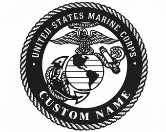 Custom Marine Corps Metallschild - USMC Wandkunst - USMC Metallschild - Geschenk für US-Marineinfanteristen - Semper Fi Stahldekor - US Marine Corps Logo