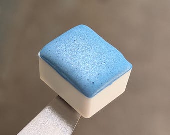 Neon Pastel Blue  - Shimmer Watercolour Half Pan - Handmade Watercolours, Gifts for artists, Calligraphy Inks