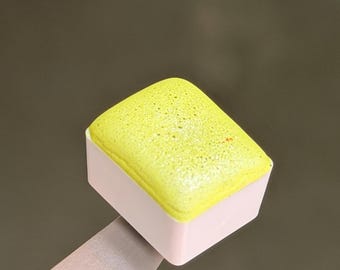 Neon Pastel Yellow - Shimmer Watercolour Half Pan - Handmade Watercolours, Gifts for artists, Calligraphy Inks