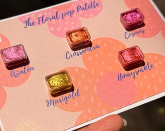 Floral Pop Chrome Watercolour Palette – Metallic Paint Sample Set (5 Mini Pans)