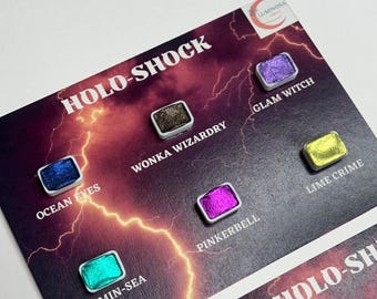 Holographische Aquarell Tester Mini Pfanne Palette | Holographisches Aquarell | Handgemachte metallische Aquarelle | Chrom | Kalligraphietinte