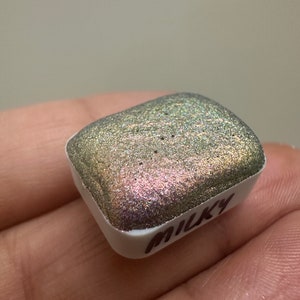 Milky Way -  Holographic Colorshift Watercolour Quarter Pan, hologram supershifter, metallic watercolour, handmade paints, calligraphy ink