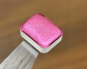 Azalea Pale Pink Watercolour Paint – Extra Sparkly Metallic Pigment (Quarter Pan)