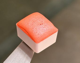 Neon Pastel Orange - Shimmer Watercolour Half Pan - Handmade Watercolours, Gifts for artists, Calligraphy Inks
