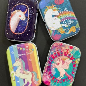 Unicorn Printed Watercolour pans storage tin (Fits 8 half pans)