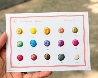 Metallic Watercolours Dot Card Set – 15 Mica Shimmer Paint Testers