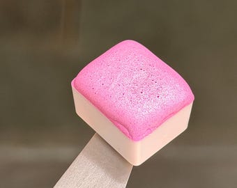 Neon Pastel Pink - Shimmer Watercolour Half Pan - Handmade Watercolours, Gifts for artists, Calligraphy Inks