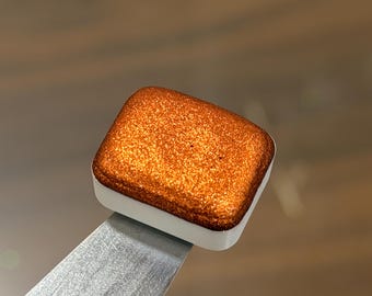 Sparkly Rust Watercolour Paint – Handmade Metallic Pigment (Quarter Pan)