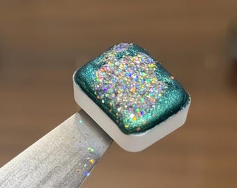 Polaris  - Holographic/Colourshifter Flakes Handmade Shimmer Watercolour Quarter  Pan - Super glittery Paints
