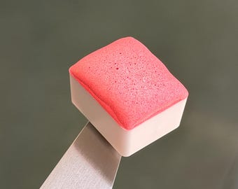 Neon Pastel Red - Shimmer Watercolour Half Pan - Handmade Watercolours, Gifts for artists, Calligraphy Inks