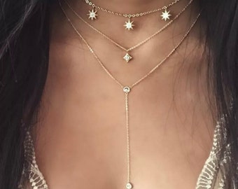 3 layer gold colour necklaces jewellery