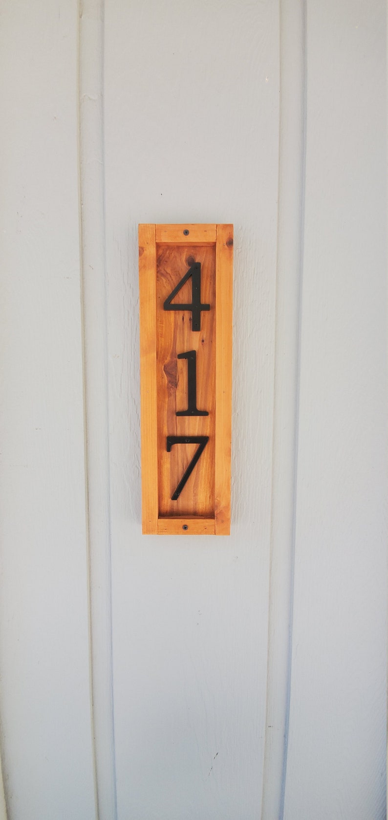 Custom Redwood Address Plaque Hand Made Vertical House Etsy