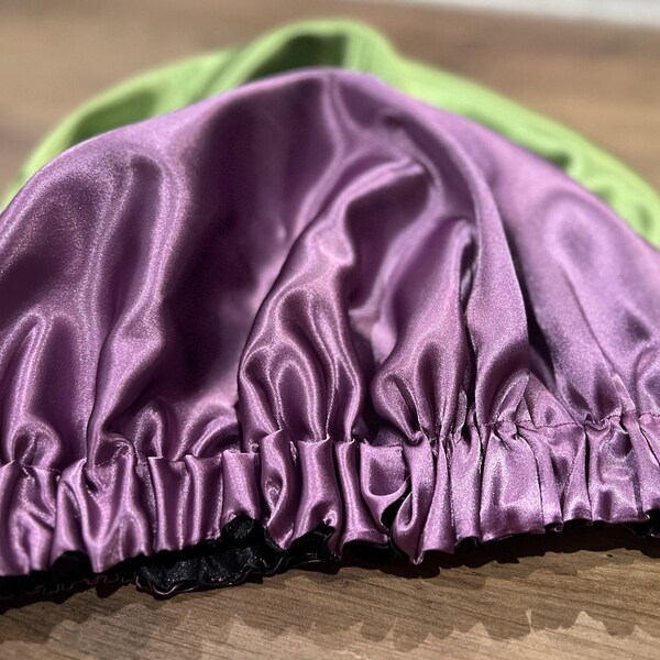 Mauve Satin Double Layered Bonnet for Newborns to Adults Natural Hair, Curly Hair, Afro Hair. Gifts for Women, Men, Kids, Teens, Infants.
