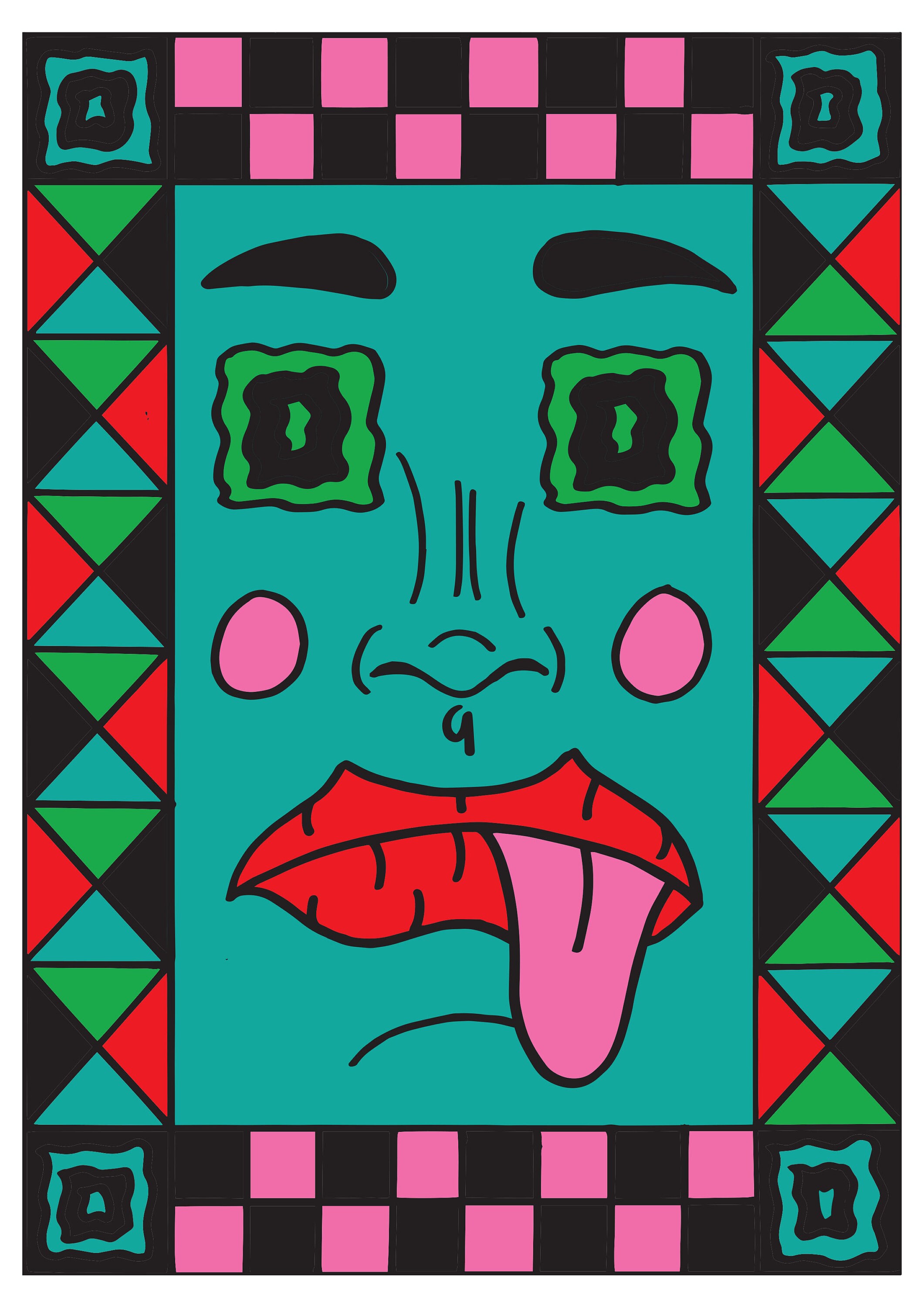 A4 Rave Face Illustration Wall Art - Etsy