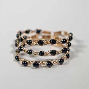 KAHAWAI ゴールドブレスレット - 14K ゴールドフィルド 淡水パール 手編みブレスレット