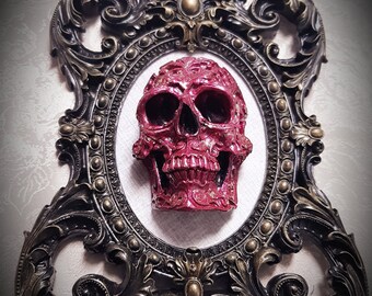 Skull.Alternative & original decoration handmade,arte de pared,marco vintage,rococó, art decor, frame, halloween, decoración de interiores