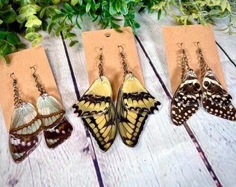Butterfly Wing Earrings  Pink /& White Earrings  Fairy Nature Style Earrings  Gold or Silver  Irish Handmade Resin Jewelry  Ireland Shop