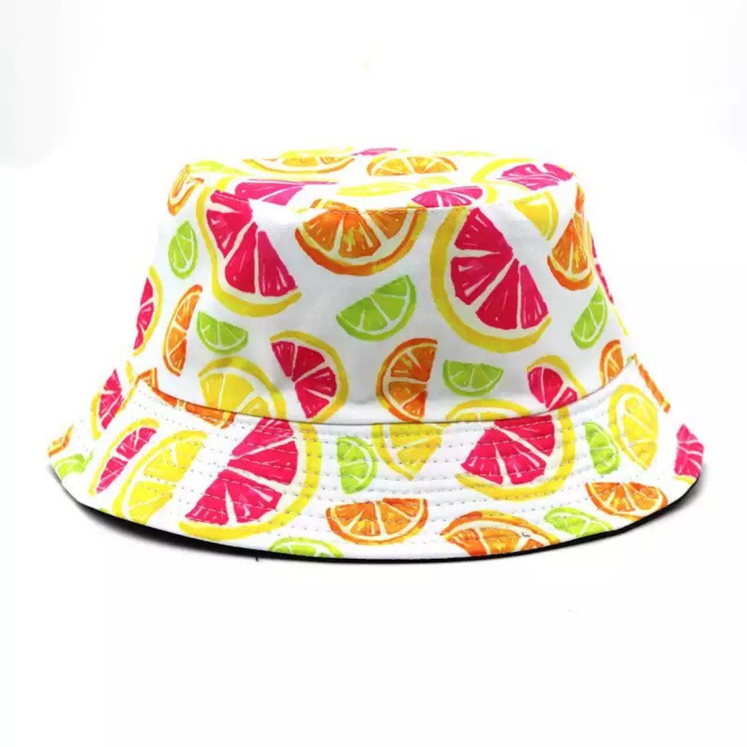 Multicoloured Fruit Bucket Hat All Over Print Fishermans Hat Panama Hat