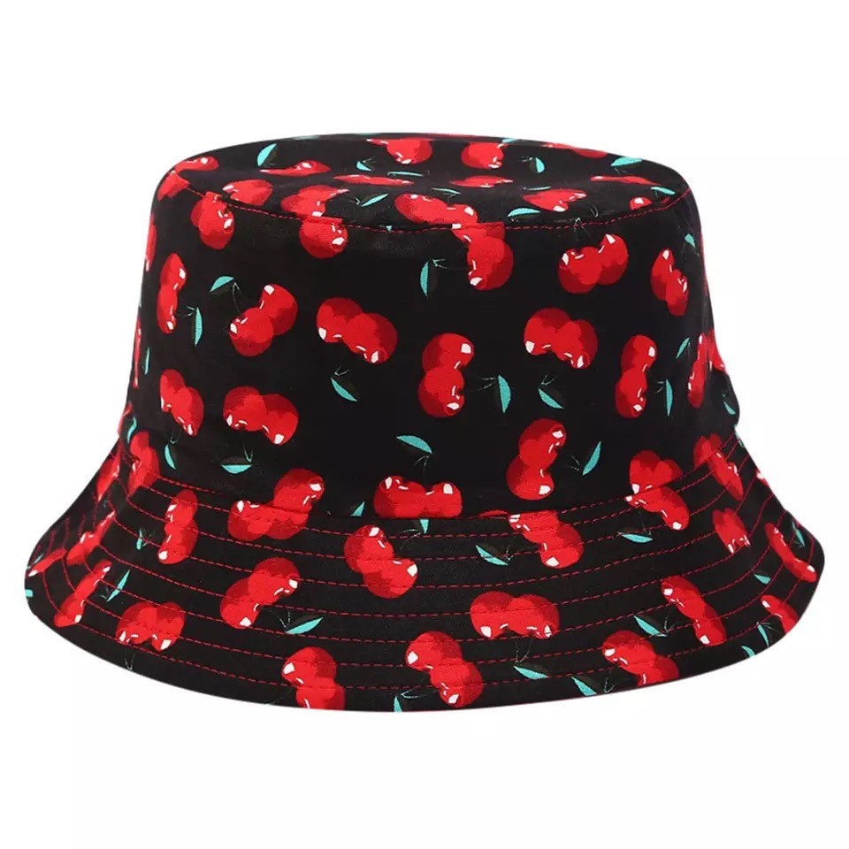 Black Cherry Reversible Bucket Hat Fruit Sweet - Etsy UK