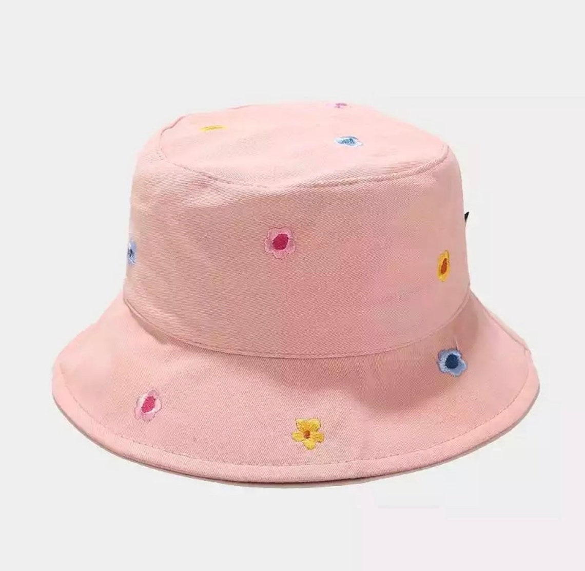 Embroidered Flower Bucket Hat Floral Print Flowers Etsy