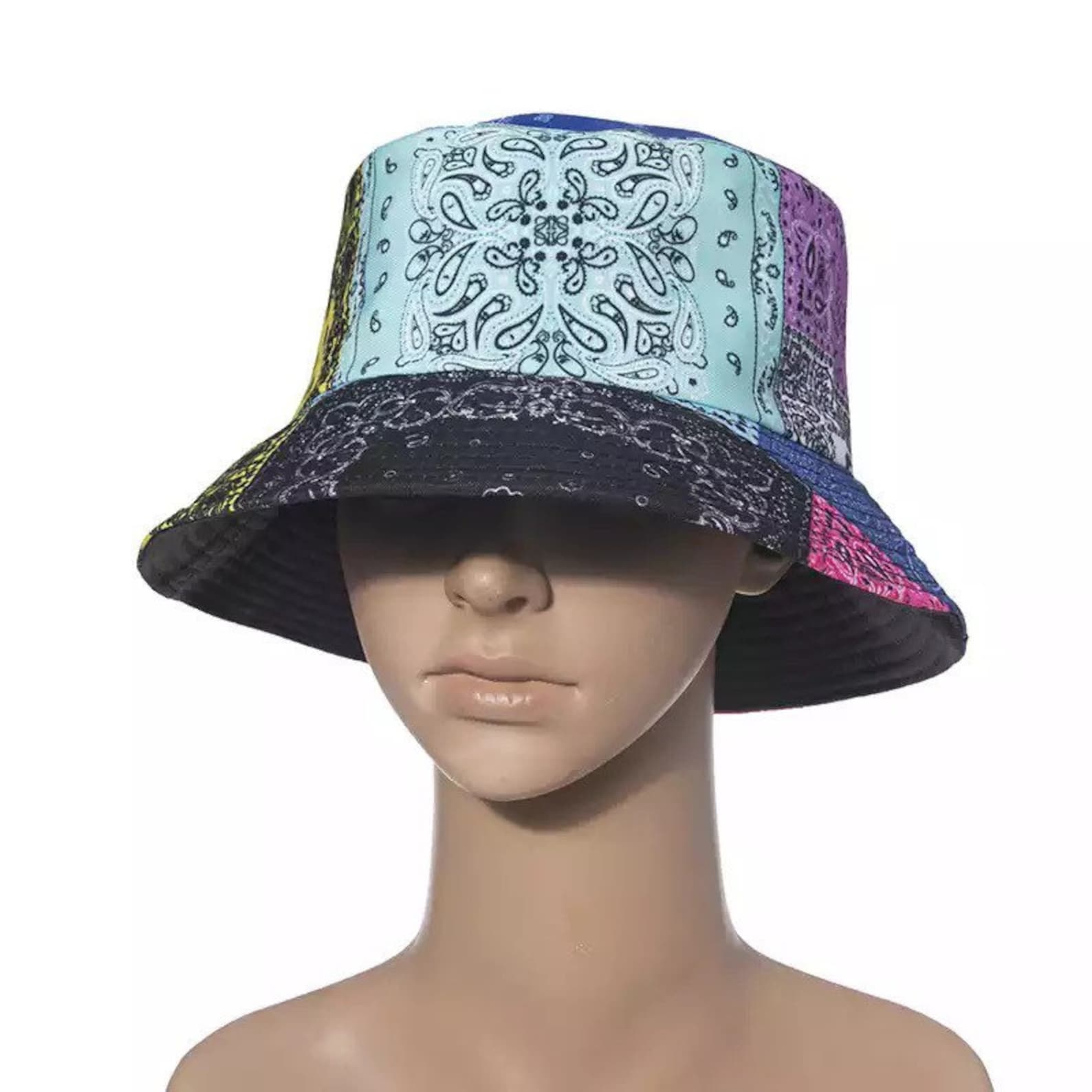 Multicoloured Bandana Bucket Hat Paisley Print All Over Etsy