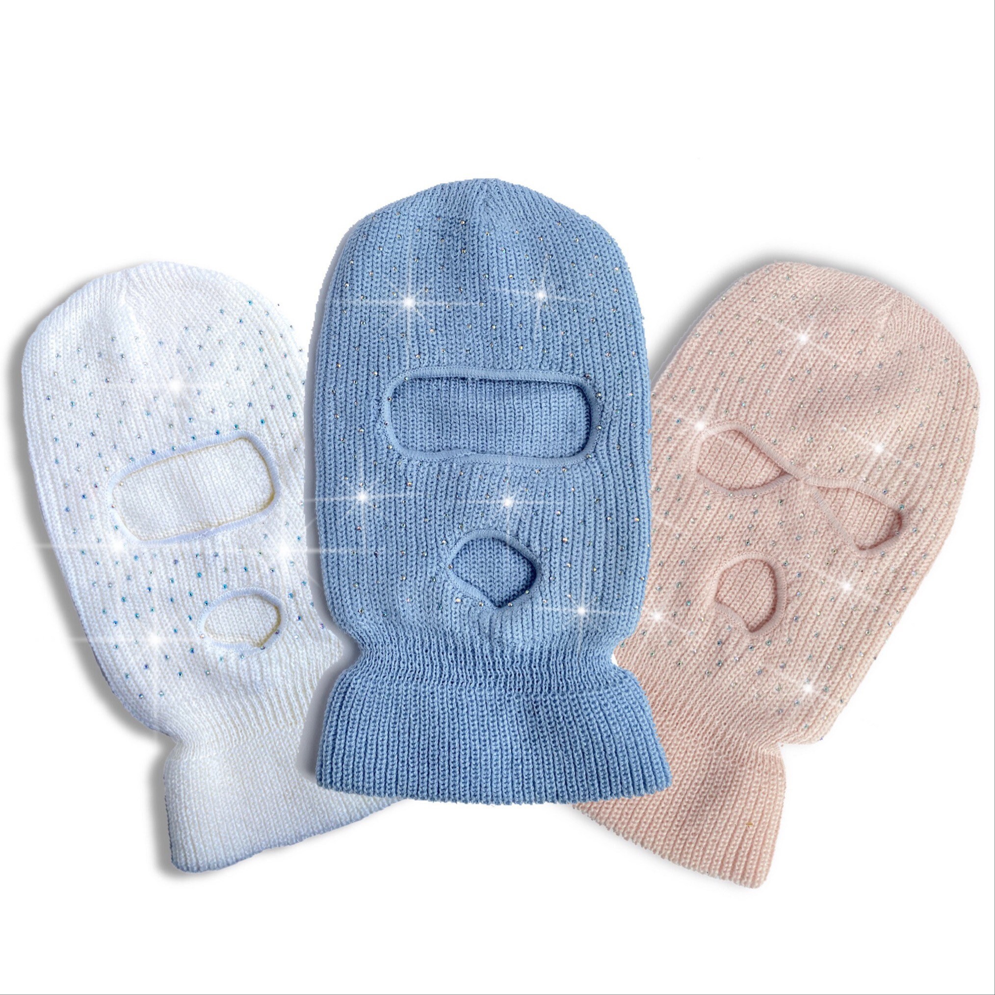 Rhinestone Ski Mask Knitted Balaclava Snood Wooly hat Etsy