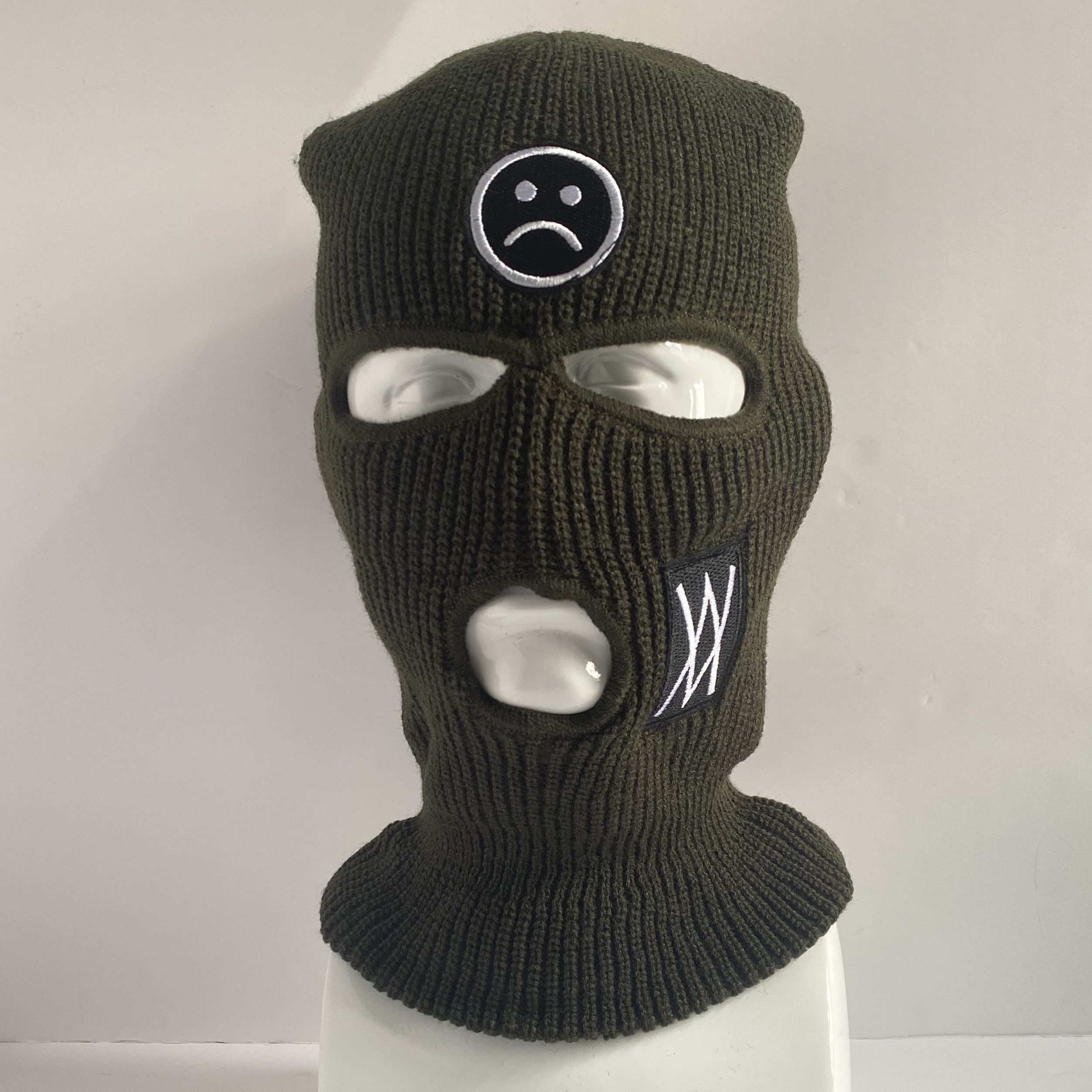 Embroidered 3 Hole Ski Mask Knitted Balaclava Snood Etsy