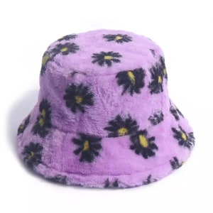 Purple Bucket Hat Fur Bucket Hat Fluffy 