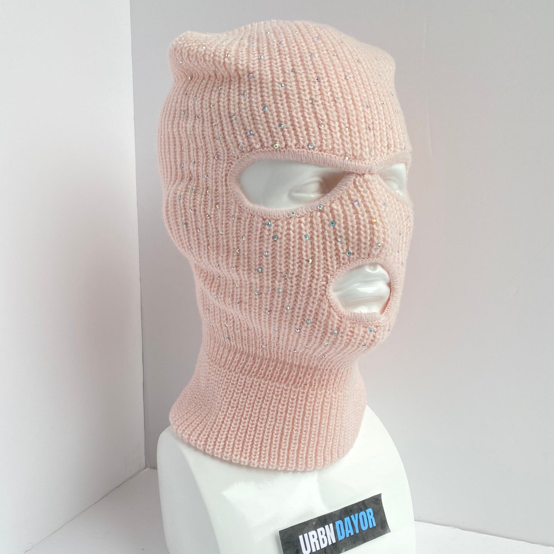 Rhinestone Ski Mask Knitted Balaclava Snood Wooly Hat Etsy UK