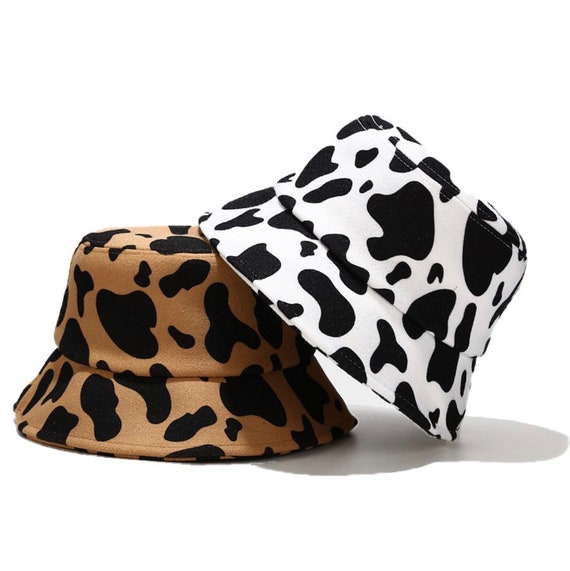 Moo Cow Print Bucket Hat Animal Print 