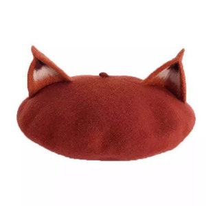 Fox Beret Hat | Fox Ears | Kawaii hat | Basque Beret Hat | Real wool | French hat| Winter hat