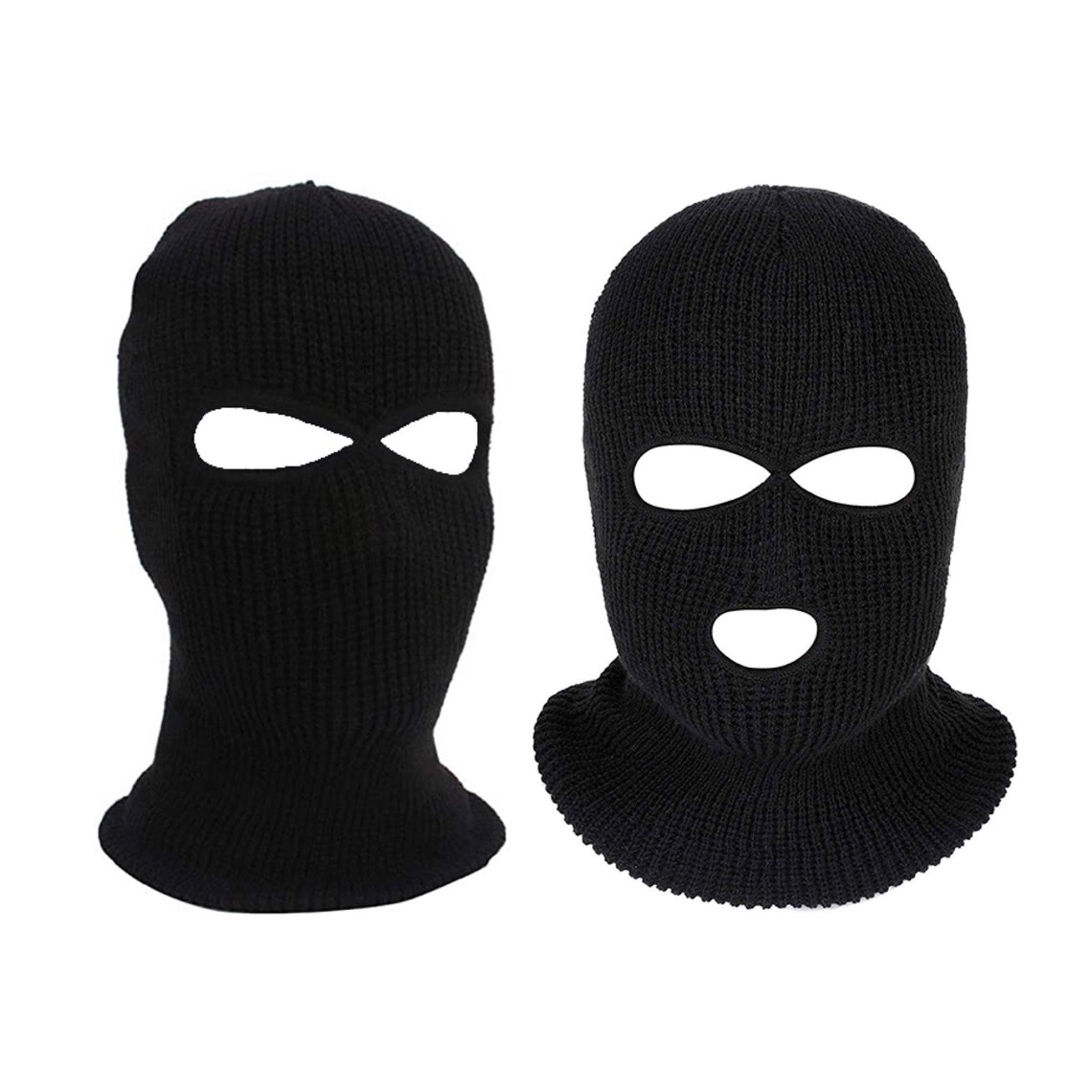3 Hole or 2 Hole Ski Mask Knitted Black Balaclava Snood - Etsy