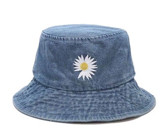 Denim Daisy Bucket Hat Floral Flower 